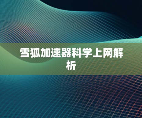 雪狐加速器科学上网解析