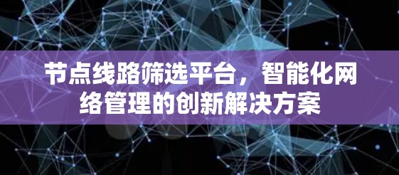 节点线路筛选平台，智能化网络管理的创新解决方案